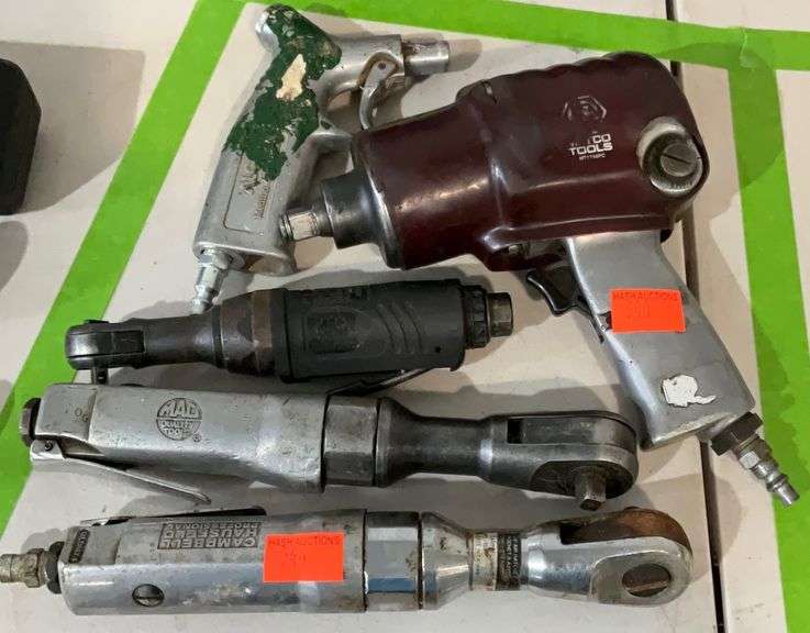5pc Air Powered Tools, Matco 1/2” impact, two 3/8” ratchets one is a
