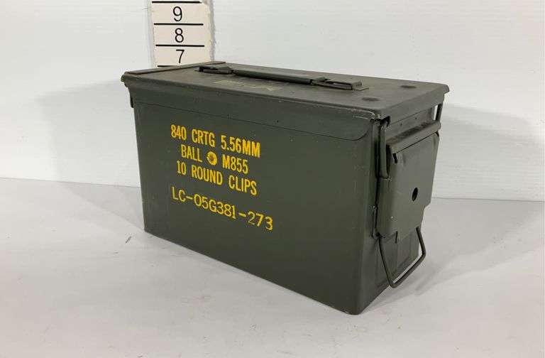 Metal ammo box with two poly dividers Hash Auctions