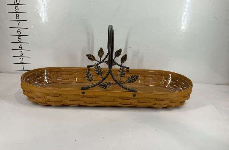 2012 Longaberger Bronze leaf basket with metal handle and protector