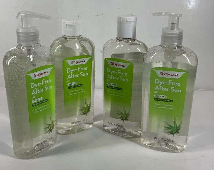 Four bottles of wall greens dye free after sun gel Hash Auctions