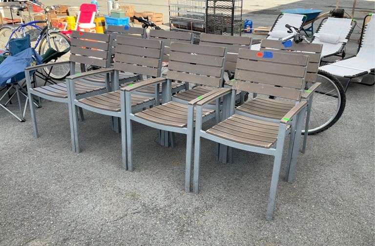 Set of 8 Chairs, by Source Contract, aluminum framed with resin slated