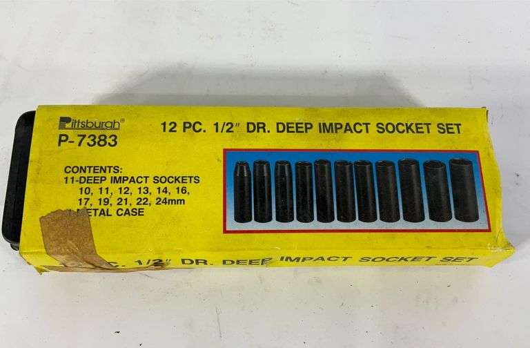 Pittsburgh 12 piece 1/2” DR. Deep impact socket set Hash Auctions