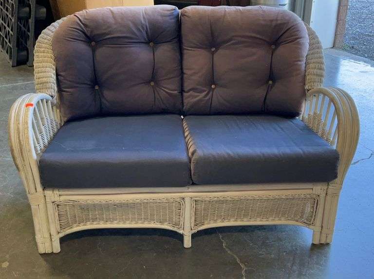 Wicker Sunroom Patio Furniture, Loveseat 58” in the natural rattan and
