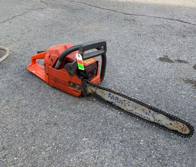 Husqvarna pull cord chainsaw, 20”bar tested and works Hash Auctions