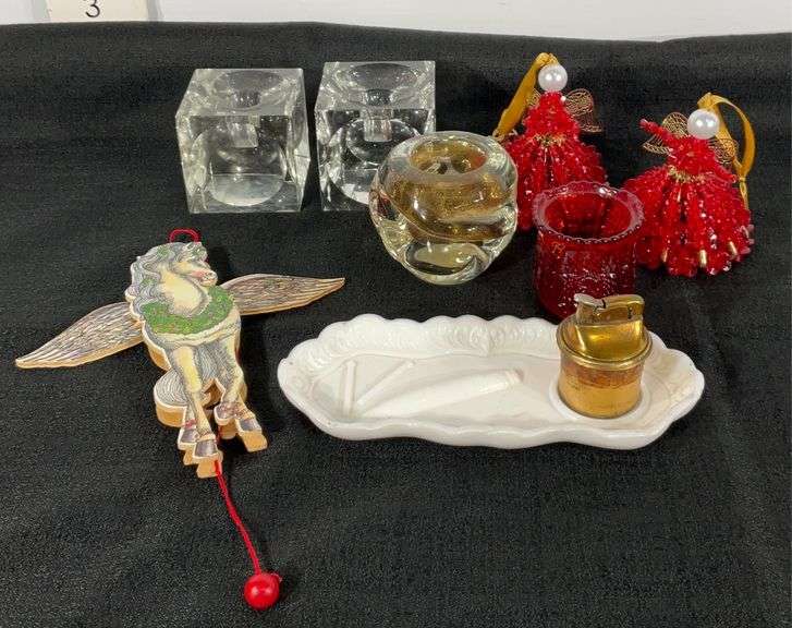 Home decor, knick knacks, includes Christmas ornaments, candle holds