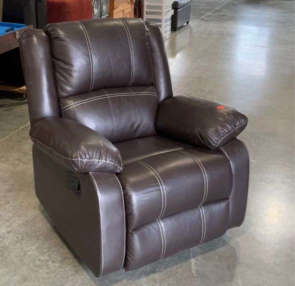 Living Room Glider rocker Recliner Chair, soft brown pleather seating