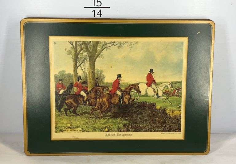 English fox hunting scene placemats by J.F. Herring Hash Auctions