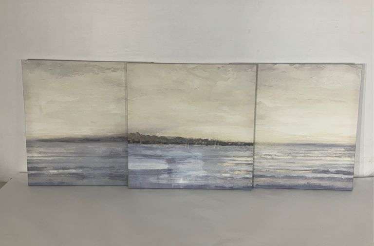 Three IKEA canvas wall art panels, 22x22 Hash Auctions