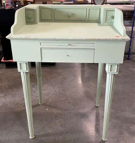 Stand up desk, 41.5in to writing surface, green painted, service