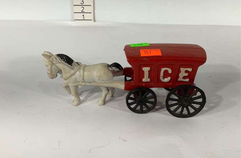 Cast iron horse drawn ice wagon toy Hash Auctions