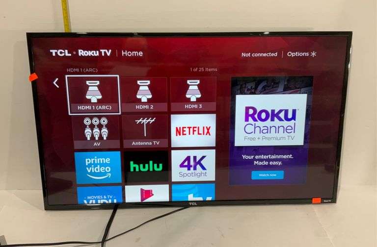 TCL Roku TV 48” mount on back no remote Hash Auctions