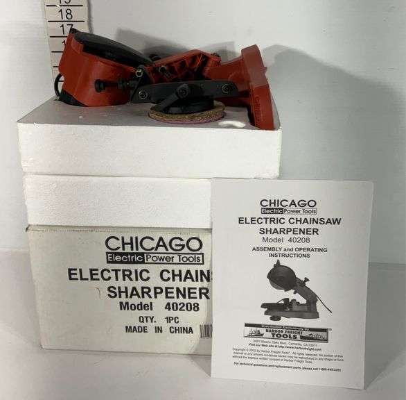 Chicago electric chainsaw sharpener, new in box Hash Auctions