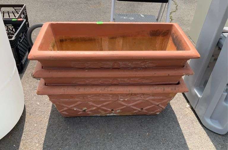 Three foam planter boxes, 14”x29.5” Hash Auctions