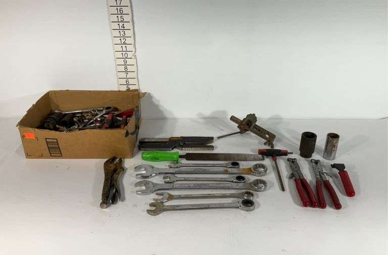 Tools, includes wrenches, sockets, visegrip pliers, hose clamp pliers