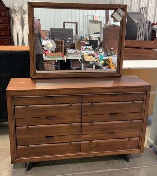 ROTTA SOLID WOOD furniture double wide dresser with mirror 60x17x71