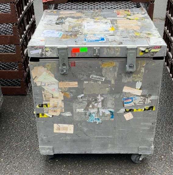 Metal cargo storage box on wheels with hinges 24x24x29 inches Hash