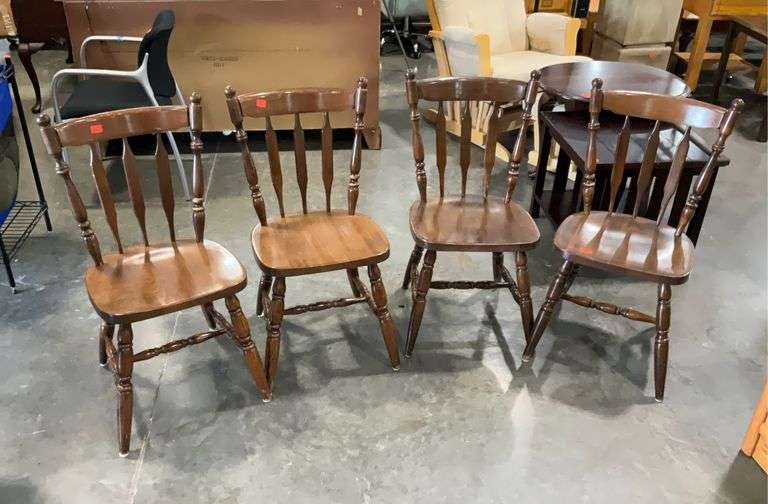 Set of 4 wood pub chairs Hash Auctions