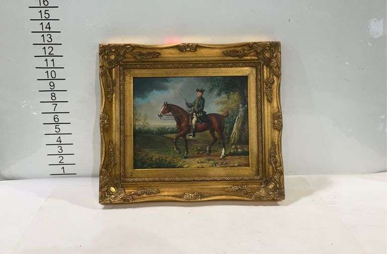 Timeless treasures Art and frame direct painting on board horse and rider, 13x15 inches Hash