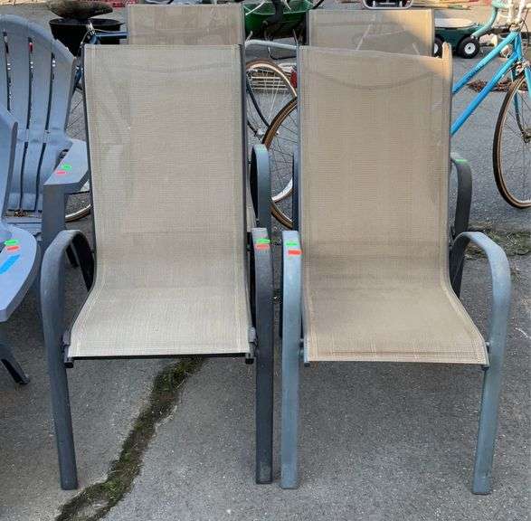 Four aluminum canvas patio chairs Hash Auctions