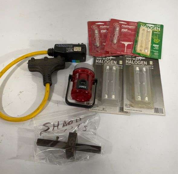 Hardware, includes halogen lights, extension cord, flash light and more