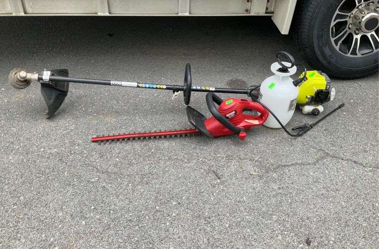 Craftsman hedge trimmer, Ryobi Weedeater , pump sprayer Hash Auctions