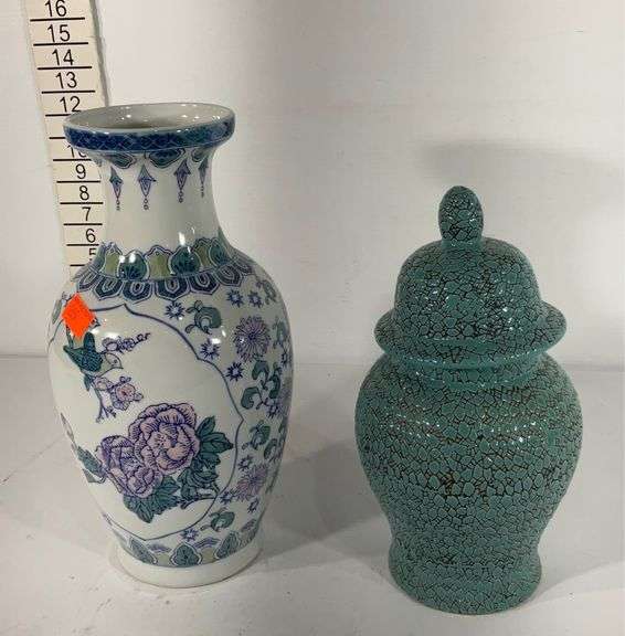 Ceramic vase and ginger jar, seller code F1S1 Hash Auctions
