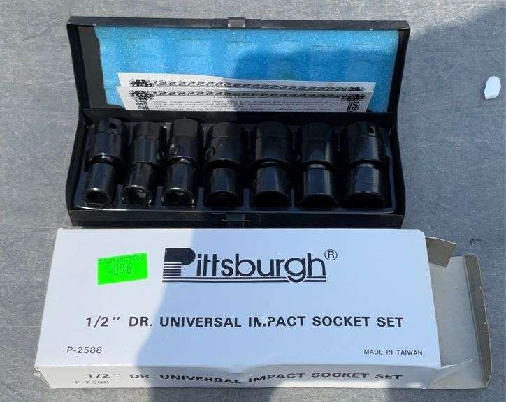 Pittsburgh Tools 1/2” Dr. Universal impact socket set, standard size Hash Auctions