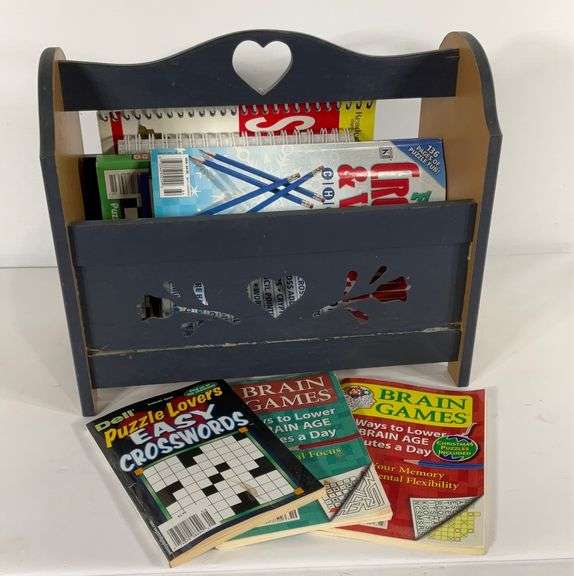 Magazine holder with crosswords and brain games. Hash Auctions