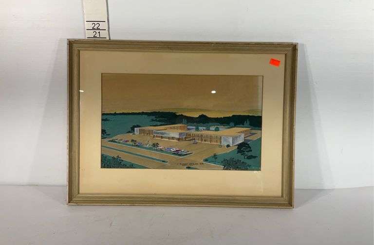 Williamsburg motor court painting, J. Albert Heisler AIA architect