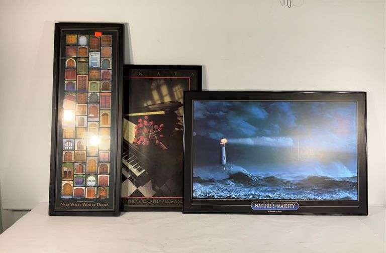 Three framed wall hangings, includes Nature’s Majesty a beacon of hope