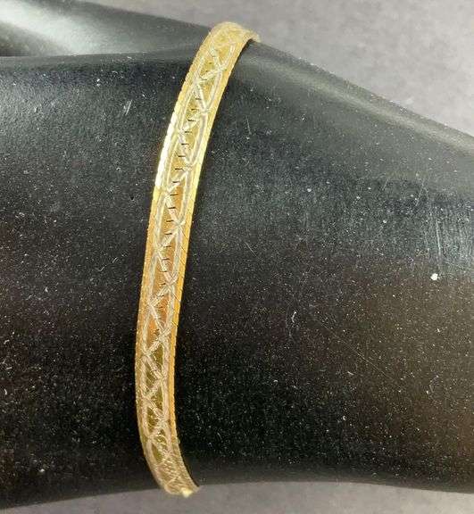 Gold over Sterling silver basket weave bracelet 7.5in Hash Auctions