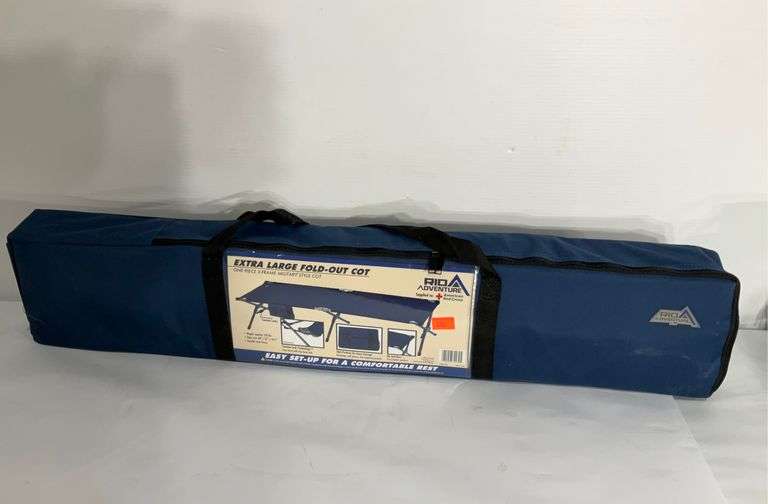 Rio Adventure extra large foldout cot, x frame style, new in package