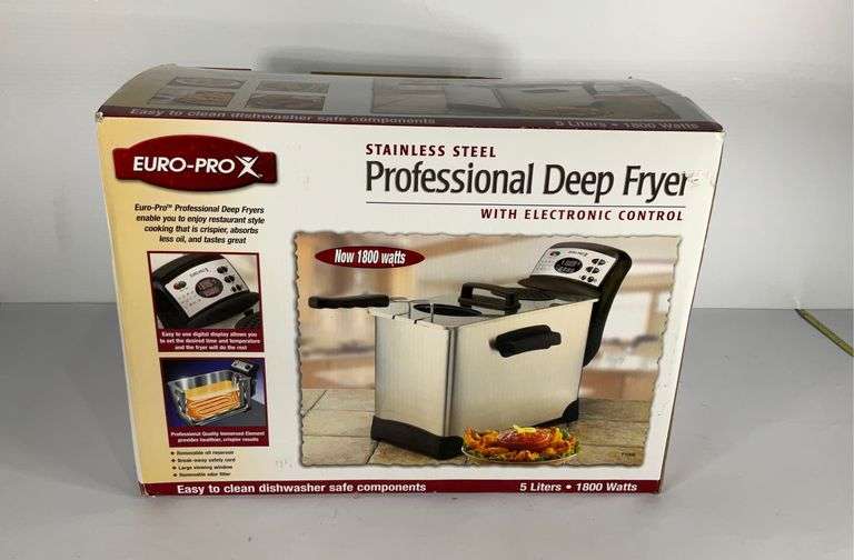 Brand new EuroPro stainless steel professional deep fryer. Hash Auctions