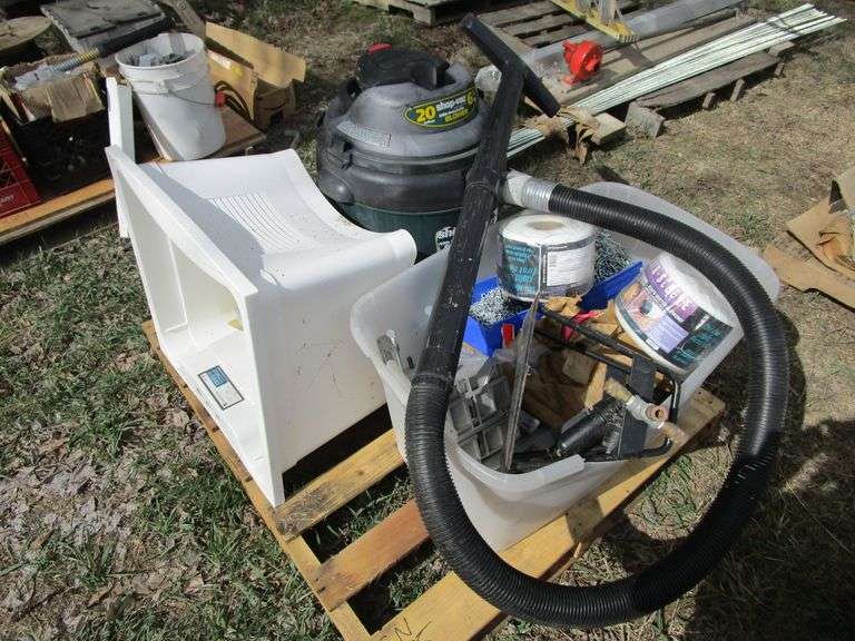 PALLET SHOP VAC, UTILITY SINK, MISC VALVES, DRAIN SLEEVE Heaverlo