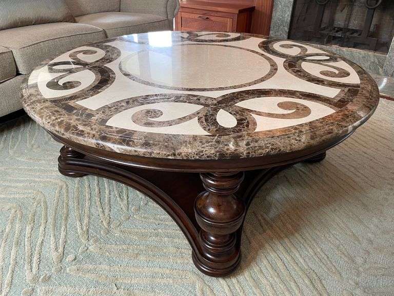 Thomasville Marble Topped Coffe Table Halfhill Auction Group