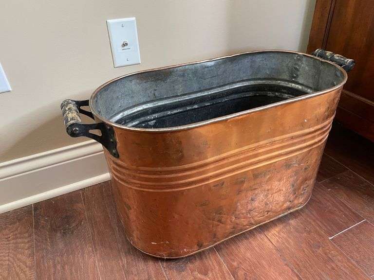 Antique Copper Boiler Wash Tub Halfhill Auction Group