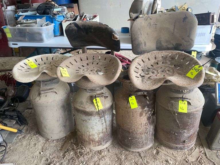 Tractor Seats & Vintage Milk Jugs Halfhill Auction Group