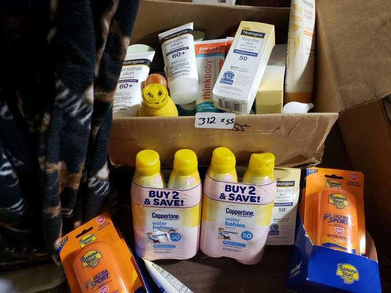 THIS LOT FEATURES ADULT AND KID NEUTROGENA COPPERTONE BANANA BOAT