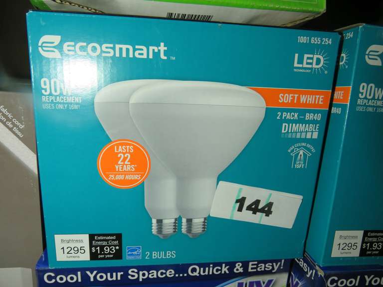 ECOSMART 90Watt Equivalent BR40 Dimmable LED Light Bulb Soft White (2