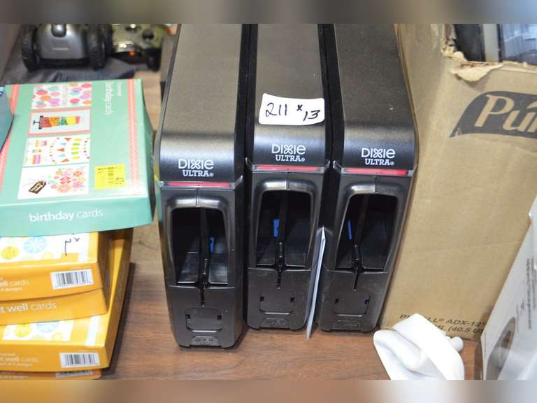 THIS LOT FEATURES COMMERCIAL SANITIZING DISPENSERS DIXIE ULTRA