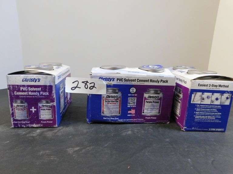 CHRISTY'S PVC SOLVENT CEMENT HANDY PACK RED HOT BLUE GLUE AND PURPLE