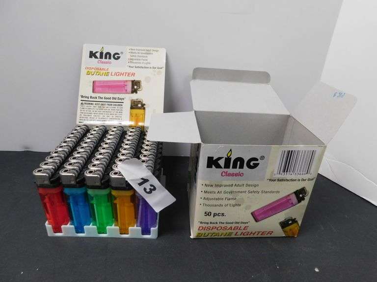 KING CLASSIC DISPOSABLE BUTANE LIGHTERS 50 PACK ASSORTED COLORS
