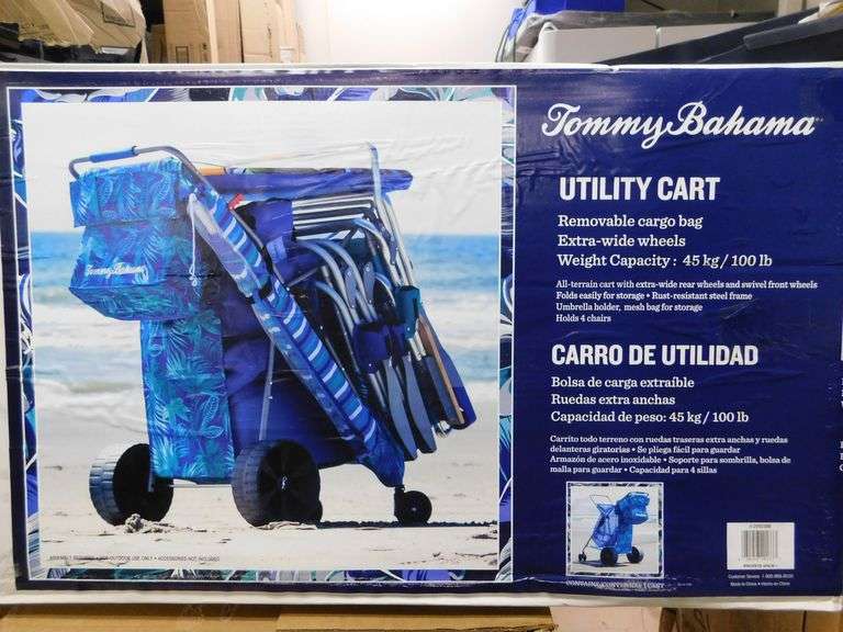 TOMMY BAHAMA UTILITY CART WITH REMOVABLE CARGO BAG, EXTRA WIDE WHEELS