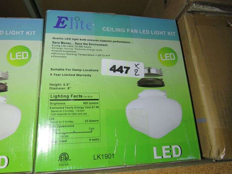 ELITE CEILING FAN LED LIGHT KIT Dallas Online Auction Company