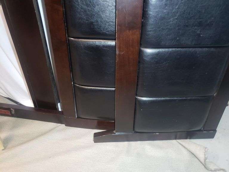 CALIFORNIA KING PADDED FAUX LEATHER BED INCLUDES SIDE RAILS FOOTBOARD