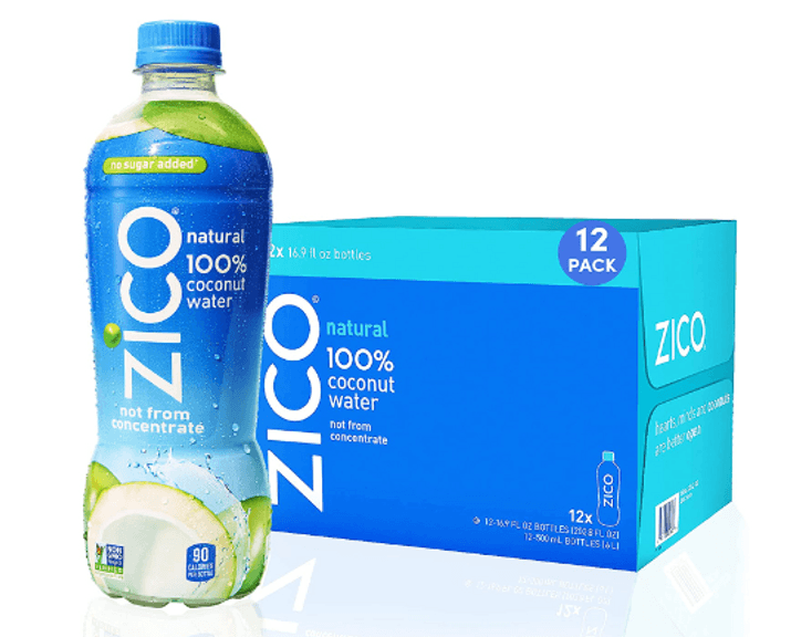 Zico 100 Coconut Water Drink 12 Pack Natural Flavored No Sugar