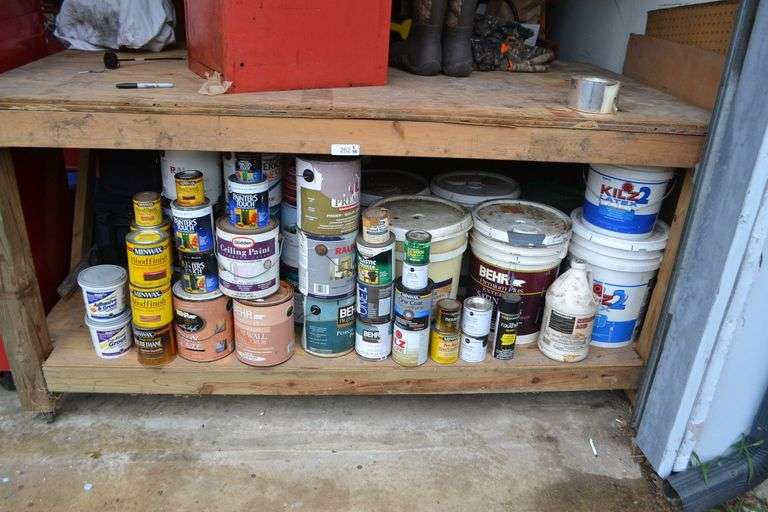 ASSORTMENT PAINT, PRIMER, WOOD FINISH MINIWAX, ADHESIVE & GROUT, KILZ 5