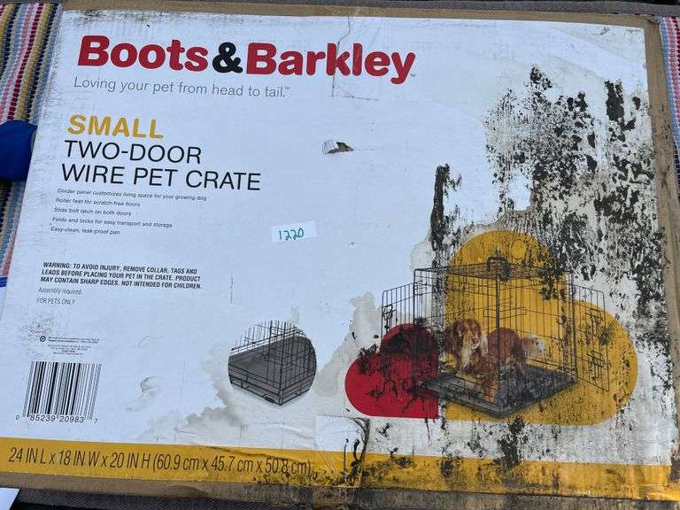 Brand New Boots & Barkley Small 2 Door Wire Pet Crate damaged box but