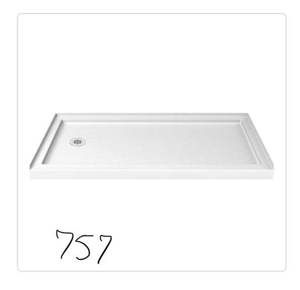 DreamLine Slimline White Acrylic Shower Base 34in x 60in; Actual 34in x 60in