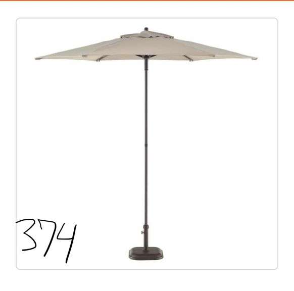 StyleWell 7.5 ft. Steel Market Outdoor Patio Umbrella in Riverbed Taupe